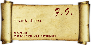 Frank Imre névjegykártya